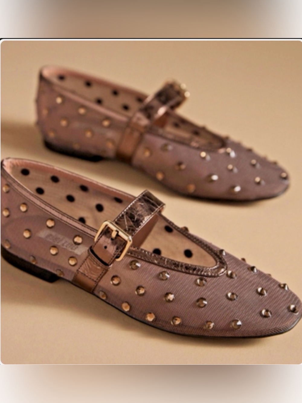 Anthropologie Bibi Lou Naila‎ Mesh Crystal Mary Jane Flats EU 40 US 9